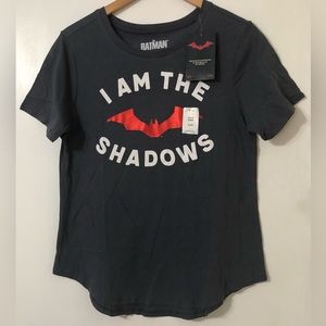Women’s shirt: I am the shadows graphics,crewneck curved hem, pullover gray. XL